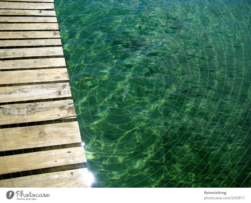 Steg Umwelt Wasser Wetter Schönes Wetter Wellen Küste Meer kalt nass blau braun Ferien & Urlaub & Reisen Kroatien Medulin Mittelmeer grün Holz