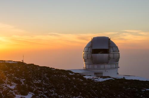 Astrophysikalisches Observatorium des Roque de los Muchachos Insel Winter Schnee Himmel Teleskop entdecken Abenteuer Gelassenheit Ferien & Urlaub & Reisen ruhig