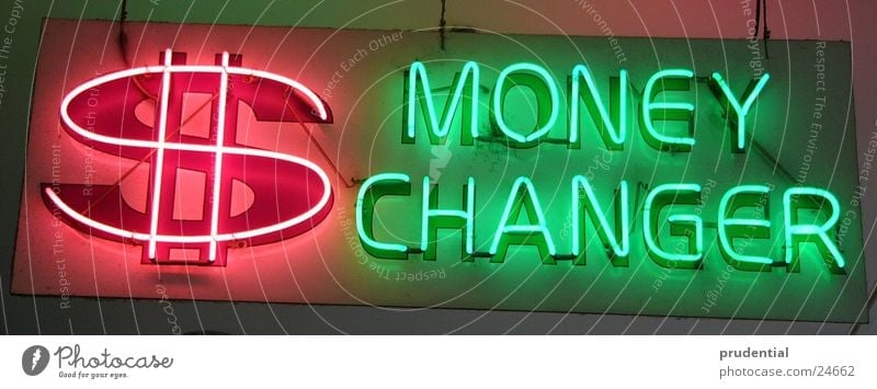money changer Geld Wechseln Neonlicht rot grün