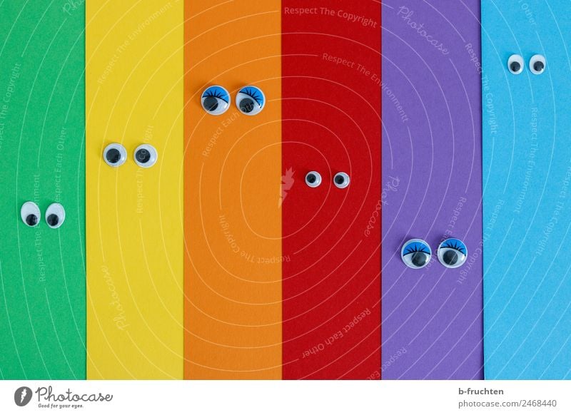 Diversität Erwachsenenbildung Auge Papier Zeichen Streifen beobachten Kommunizieren Fröhlichkeit Unendlichkeit mehrfarbig Freundschaft Zusammensein