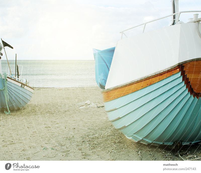 *50* freie bootsfahrt für alle Sand Luft Wasser Himmel Wolken Sonnenlicht Sommer Schönes Wetter Küste Strand Nordsee Meer Schifffahrt Fischerboot Motorboot blau