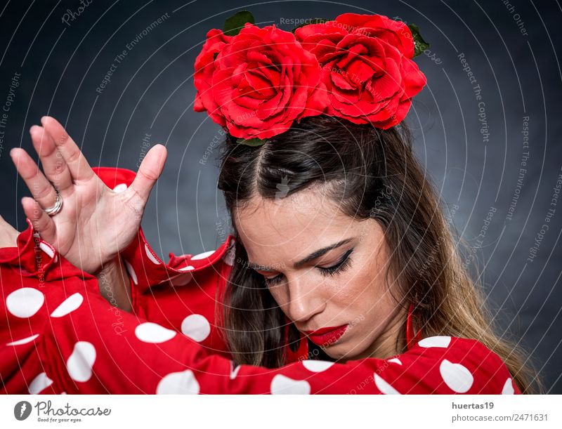 Porträt einer jungen Flamencotänzerin Lifestyle elegant Stil Design Glück schön Tanzen feminin Junge Frau Jugendliche Erwachsene 1 Mensch 18-30 Jahre Kunst