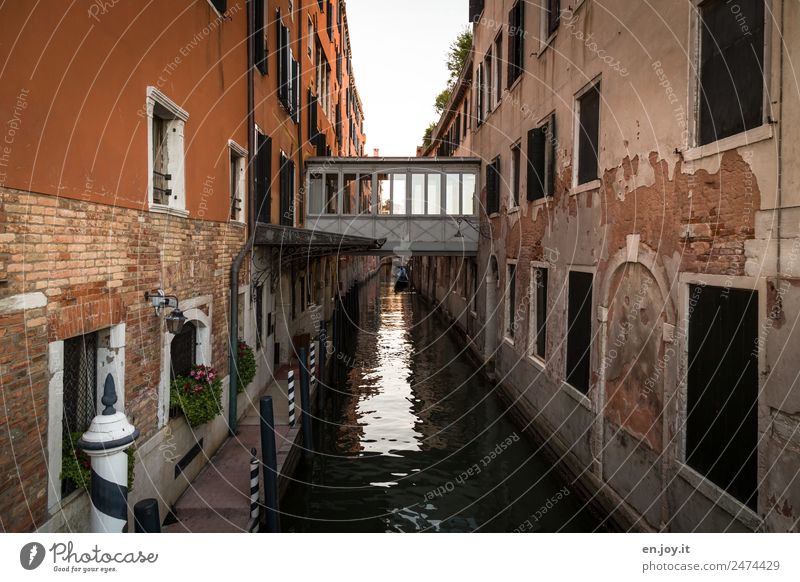Gräben überwinden Ferien & Urlaub & Reisen Sightseeing Städtereise Venedig Italien Stadt Altstadt Haus Brücke Gebäude Fassade Wasserstraße Kanal alt dreckig