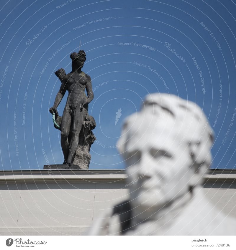 Die Gedanken sind frei! Berlin Bundesadler Europa Hauptstadt Denkmal Humboldt-Universität Stein träumen ästhetisch schön blau weiß Statue Frau Kopf Farbfoto