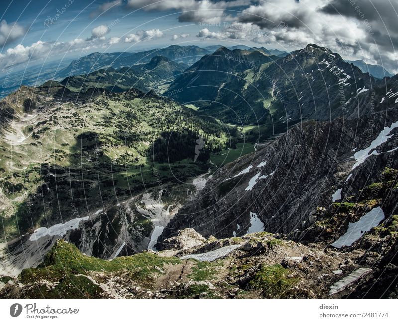 Blick vom Nebelhorn [1] Ferien & Urlaub & Reisen Tourismus Ausflug Ferne Berge u. Gebirge wandern Umwelt Natur Landschaft Himmel Wolken Sommer Schönes Wetter