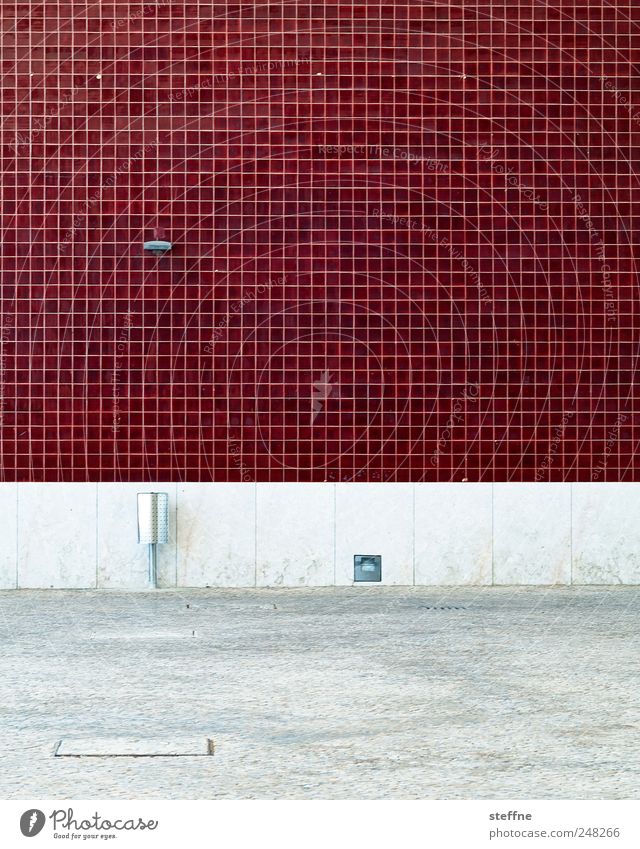 OPXE Haus Mauer Wand Fassade Aschenbecher rot Fliesen u. Kacheln Farbfoto abstrakt Muster Strukturen & Formen