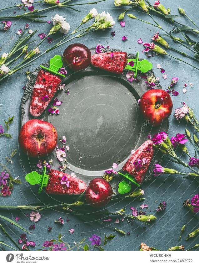 Hausgemachtes fruchtige Eis am Stiel Lebensmittel Frucht Speiseeis Ernährung Bioprodukte Stil Design Gesunde Ernährung Sommer Häusliches Leben Hintergrundbild