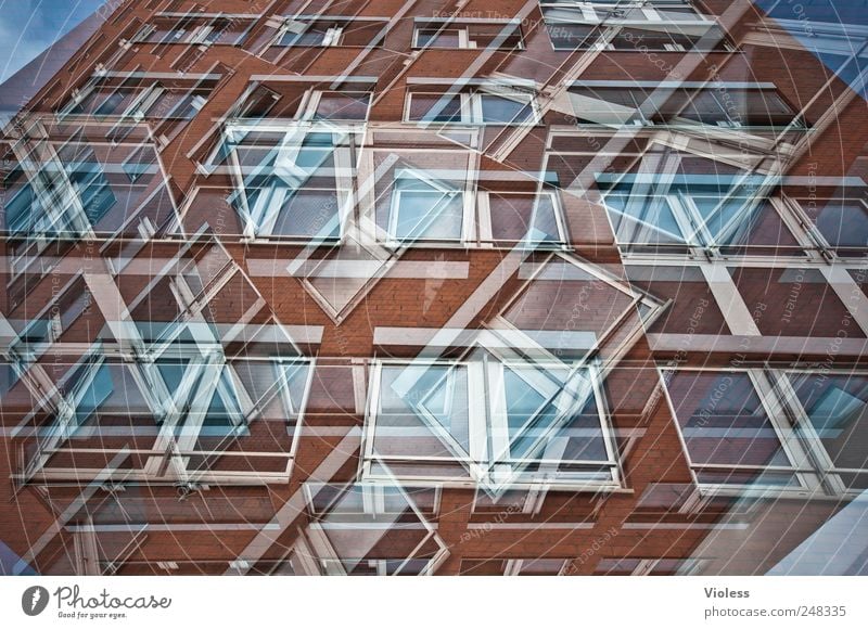 Fenster zum Hof Fassade Häusliches Leben Mehrfachbelichtung Gebäude Hochhaus Doppelbelichtung Farbfoto Experiment