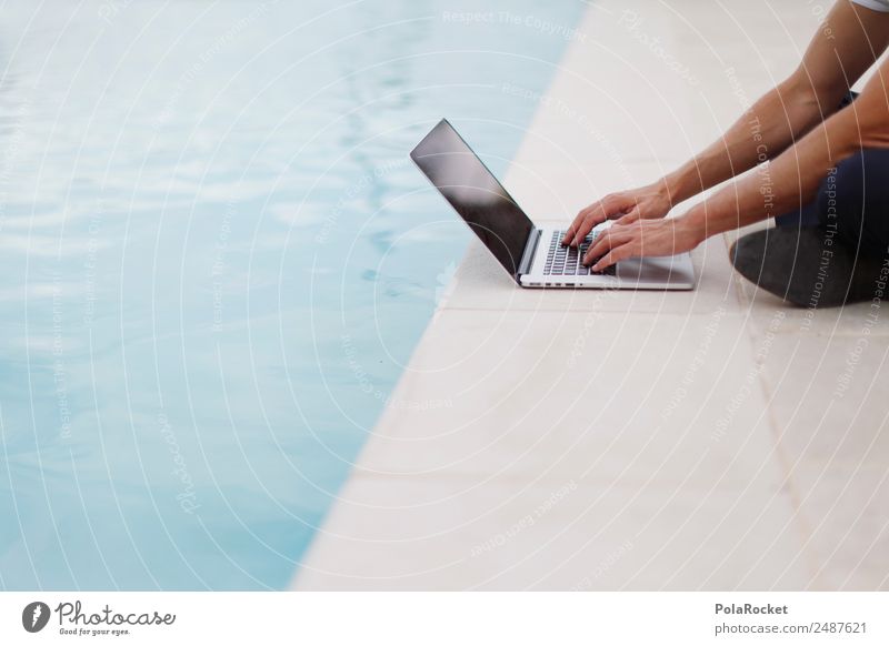 #A# Ferienarbeit Medien Neue Medien Internet Computerspiel Kitsch Handel Schwimmbad Hotelpool Notebook Tastatur Tippen schreiben Arbeit & Erwerbstätigkeit