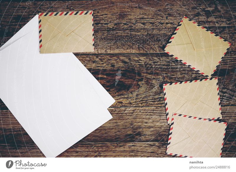 Vintage-Papierumschläge, Papier- und Holzstruktur Stil Design Freizeit & Hobby sprechen Kultur Briefumschlag Post altehrwürdig authentisch einfach Billig retro