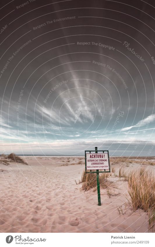 Spiekeroog | Achtung Meer Strand Schilder & Markierungen Himmel Sand