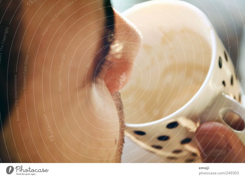 Kaffee und Kaffeetrinken Kakao Tasse maskulin Gesicht 1 Mensch Morgen Koffein Farbfoto Außenaufnahme Tag Schwache Tiefenschärfe Vogelperspektive