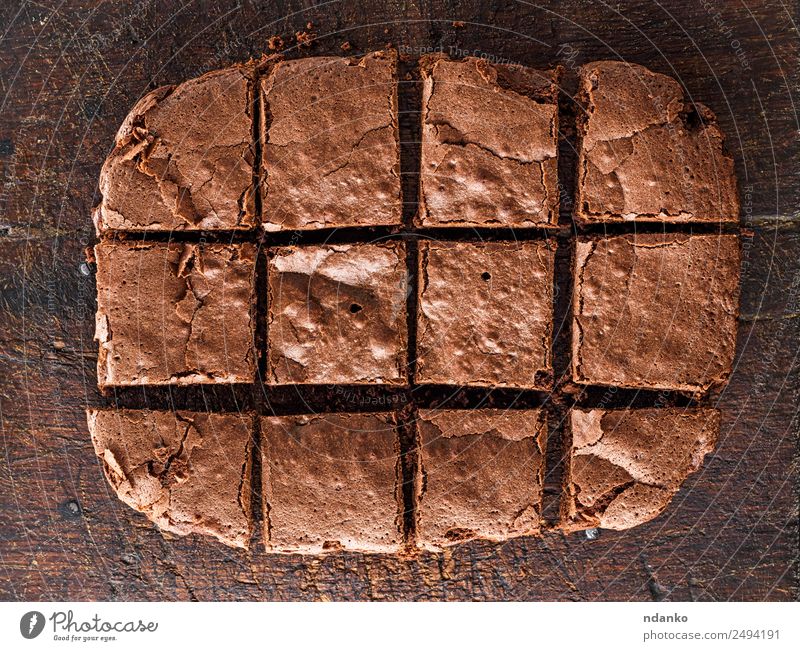 Schokoladenbrownie-Pastete Kuchen Dessert Süßwaren Holz dunkel frisch lecker oben braun ganz Pasteten Hintergrund Lebensmittel süß Zucker Backwaren Bäckerei