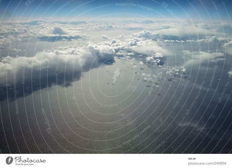 Über den Wolken Urelemente Himmel Wolkenloser Himmel Sommer Wetter Schönes Wetter Meer Atlantik Luftverkehr Flugzeugausblick fliegen Blick gigantisch glänzend