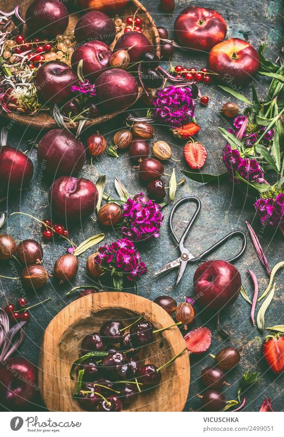 Sommerfrüchte und -Beeren Stillleben Lebensmittel Frucht Ernährung Bioprodukte Vegetarische Ernährung Diät Geschirr Design Gesundheit Gesunde Ernährung