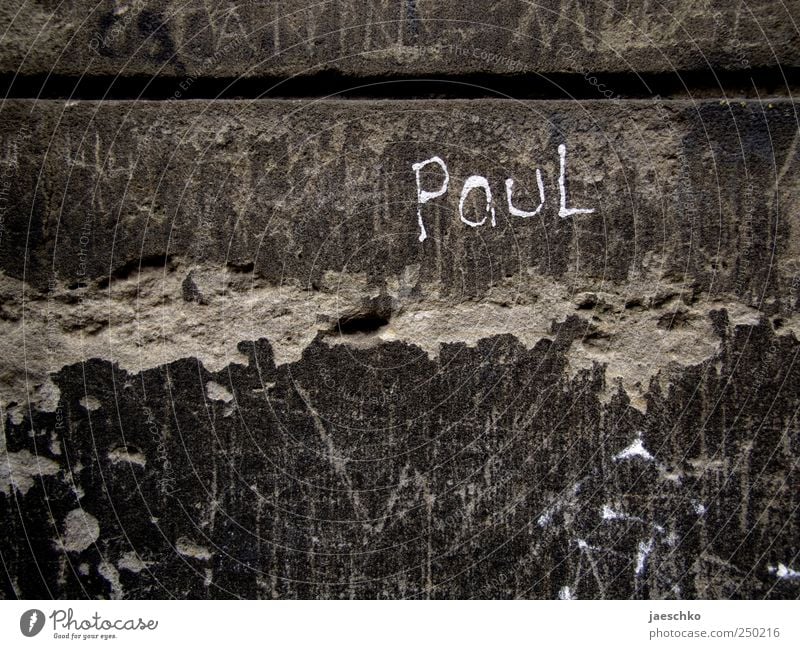 Wer ist eigentlich? Ruine Mauer Wand Stein Beton Zeichen Schriftzeichen Graffiti einzigartig Verfall Vergangenheit Vergänglichkeit Paul Vorname Namenstag