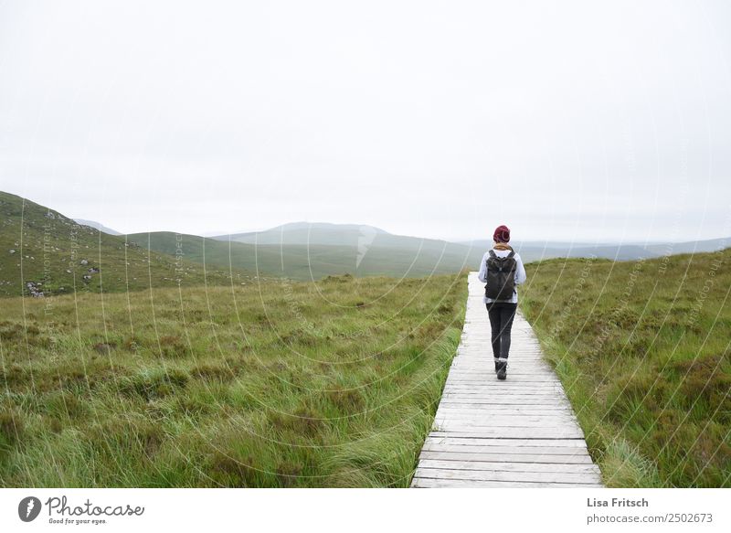 Pfad, Connemara Nationalpark Irland, laufen Ferien & Urlaub & Reisen Tourismus Ausflug Junge Frau Jugendliche 1 Mensch 18-30 Jahre Erwachsene Umwelt Natur