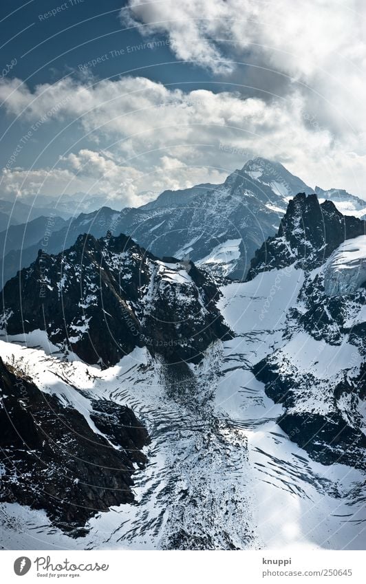 Eiszeit Ausflug Umwelt Natur Landschaft Luft Himmel Winter Klima Klimawandel Schönes Wetter Nebel Felsen Alpen Berge u. Gebirge Gipfel Schneebedeckte Gipfel
