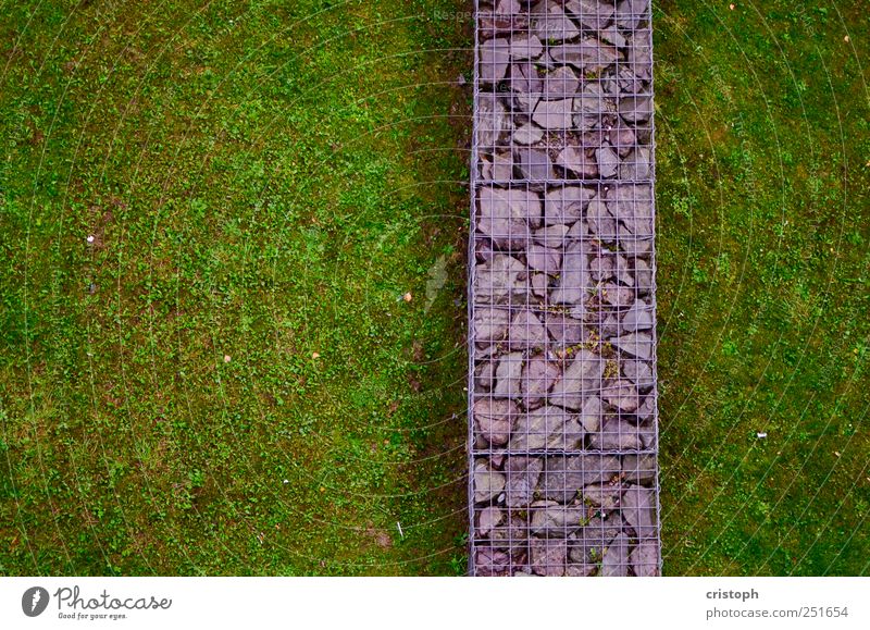 Trennlinie Gras Park Wiese Mauer Wand Trennung Grenze grün Kontrast Strukturen & Formen mehrfarbig abstrakt Textfreiraum links Vogelperspektive