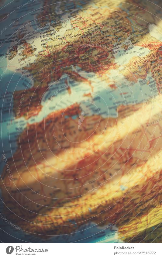 #A# Erde im Fokus Kunst Kunstwerk ästhetisch Globus Planet Kontinente Europa Landkarte Lichtspiel Mittelmeer Fernweh Ferien & Urlaub & Reisen Urlaubsort