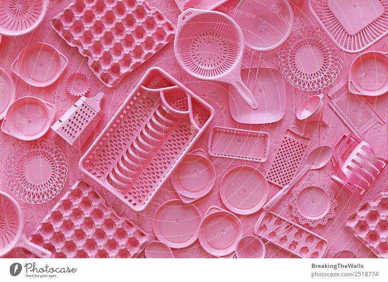 Verschiedene rosa gefärbte Küchenutensilien elegant Stil Design Basteln Renovieren Innenarchitektur Dekoration & Verzierung Tisch Kunststoffverpackung