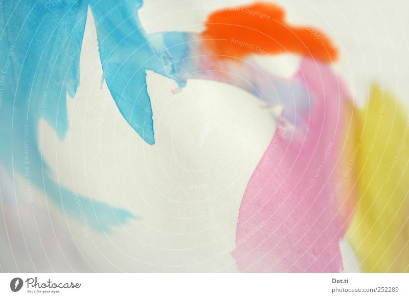 rumlavieren Freizeit & Hobby Kunst Gemälde Papier blau mehrfarbig gelb rosa Fröhlichkeit Leben Aquarell Wasserfarbe Farbe malen Aquarellfarbe Farbfoto
