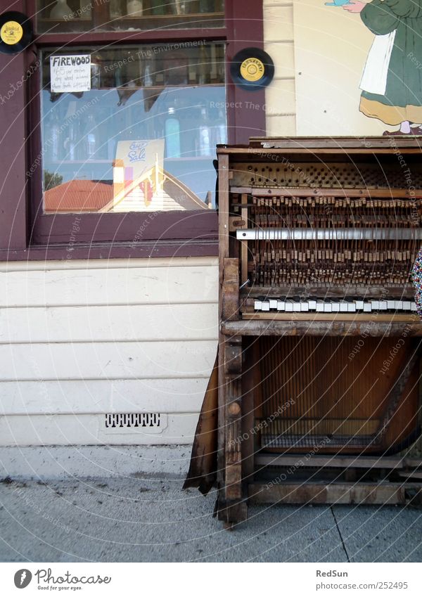 eine Sache der Pflege Klavier Straßenmusik Straßenrand Musik Musikinstrument Holz Tasmanien Spielen alt kaputt Verfall Zerfall verwittert Farbfoto Außenaufnahme