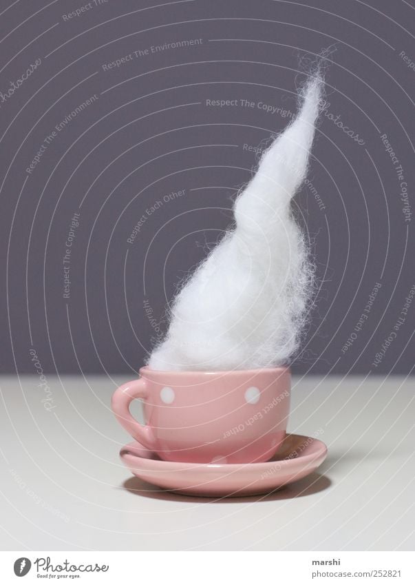 zauberhafter Milchschaum Getränk trinken Heißgetränk Kaffee Latte Macchiato Espresso Geschirr Tasse rosa Watte milchschaum gepunktet schön klein Farbfoto