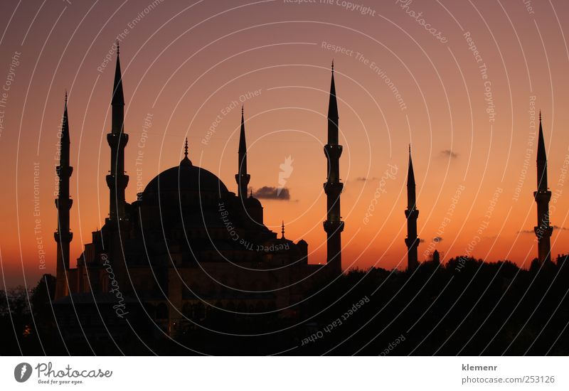 Blaue Moschee Istanbul - Sonnenuntergang Türkei Europa Kleinstadt Stadt Hauptstadt Dom Gebäude Architektur Sehenswürdigkeit Denkmal Stein mehrfarbig Bildung