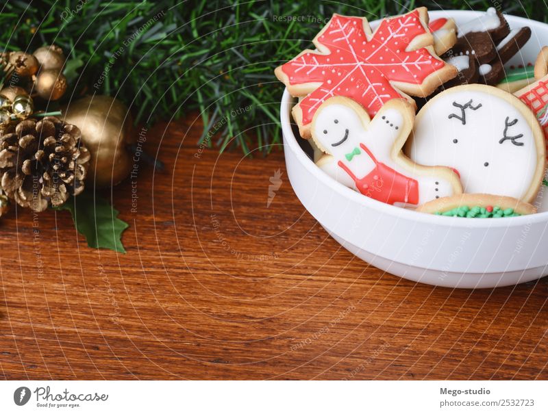 Bunte Weihnachtskekse Dessert Teller Schalen & Schüsseln Winter Dekoration & Verzierung Tisch Feste & Feiern Weihnachten & Advent Holz neu rot Tradition