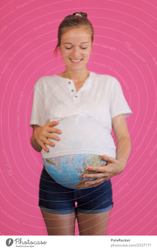 #A# Schwanger und Erde und So feminin 1 Mensch skurril Sorge schwanger Kreativität Idee innovativ Fürsorge Frau dick Umweltschutz kümmern Globus Farbfoto