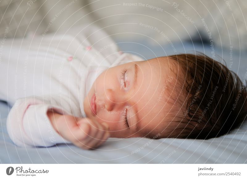 Neugeborenes Baby Mädchen im Schlaf Glück schön Gesicht Leben Kind Mensch Frau Erwachsene Eltern Kindheit 1 0-12 Monate schlafen klein niedlich weiß unschuldig