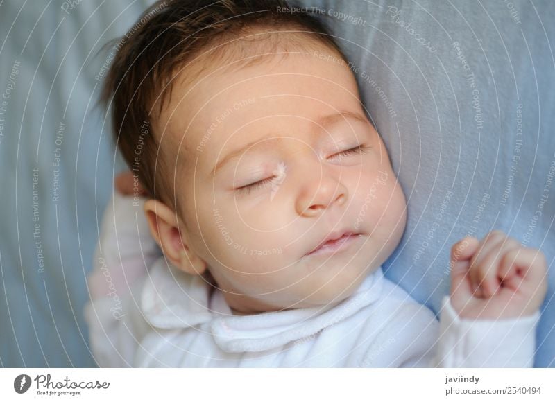 Neugeborenes Baby Mädchen im Schlaf Glück schön Gesicht Leben Kind Mensch Junge Frau Erwachsene Eltern Kindheit 1 0-12 Monate schlafen klein niedlich weiß