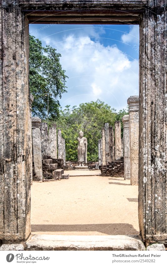 Tempel Bauwerk alt Denkmal Sri Lanka Statue Polonnaruwa königlicher Palast Säule Stein Kultur Ferien & Urlaub & Reisen entdecken Farbfoto Menschenleer