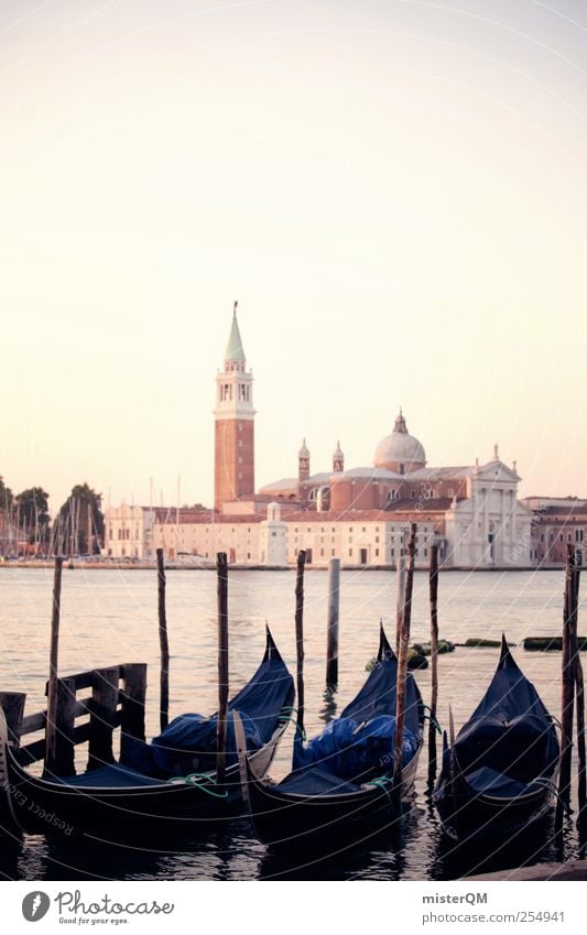 Zeitreise. Kunst ästhetisch Venedig San Giorgio Maggiore Gondel (Boot) Idylle Romantik Ferien & Urlaub & Reisen Urlaubsstimmung Urlaubsfoto Urlaubsort