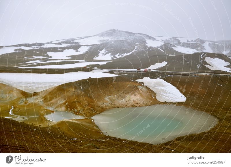 Island Umwelt Natur Landschaft Urelemente Erde Wasser Klima Eis Frost Schnee Hügel Berge u. Gebirge Schneebedeckte Gipfel Vulkan kalt natürlich wild