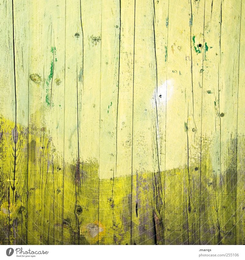 Gegen die Wand Stil Design Anstreicher Mauer Holz gelb grün Farbe Hintergrundbild Holzwand Außenaufnahme Nahaufnahme Strukturen & Formen Menschenleer