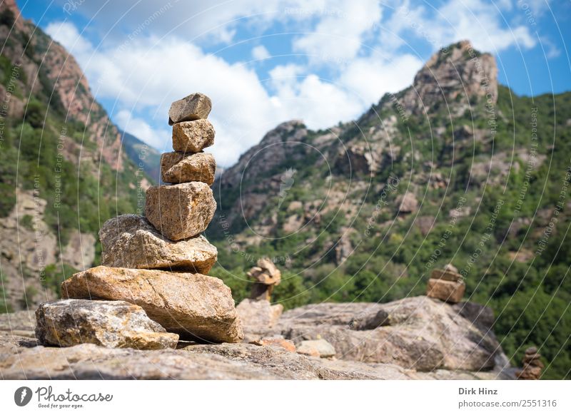 Steinmännchen auf Korsika Ferien & Urlaub & Reisen Tourismus Ausflug Ferne Sommer Sommerurlaub Berge u. Gebirge wandern Umwelt Natur Landschaft Schönes Wetter