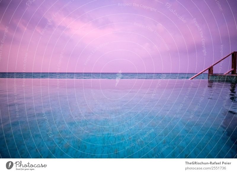 Malediven Natur Landschaft blau violett rosa träumen Traumreise Ferien & Urlaub & Reisen genießen Erholung Schwimmbad Meer Stimmung Himmel
