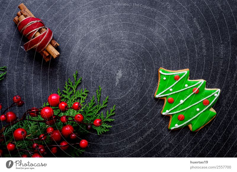 Weihnachts-Cookies Lebensmittel Dessert Süßwaren sauer Gefühle Stimmung Anti-Weihnachten Plätzchen Saison Dekoration & Verzierung Hintergrundbild dunkelgrün