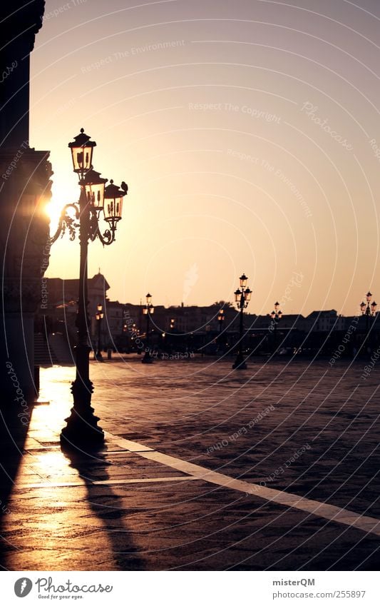 Morgenlicht. Kunst ästhetisch Romantik Sonne ruhig Idylle friedlich Laterne Veneto San Marco Basilica Markusplatz Hafenstadt Tourismus Fernweh