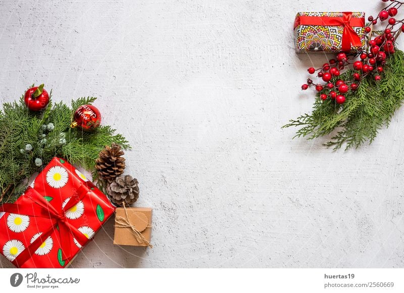 Weihnachtshintergrund mit Dekorationen Winter Schnee Dekoration & Verzierung Schreibtisch Weihnachten & Advent Silvester u. Neujahr PDA Baum Paket Kreativität