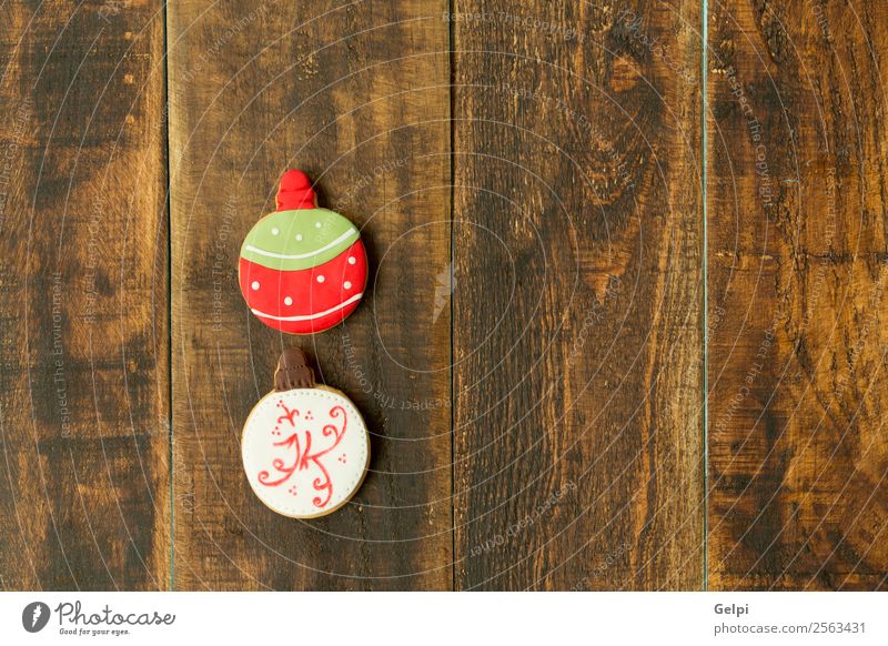 Leckere Weihnachtskekse Dessert Kräuter & Gewürze Winter Dekoration & Verzierung Tisch Feste & Feiern Weihnachten & Advent Holz Ornament lecker braun grün rot
