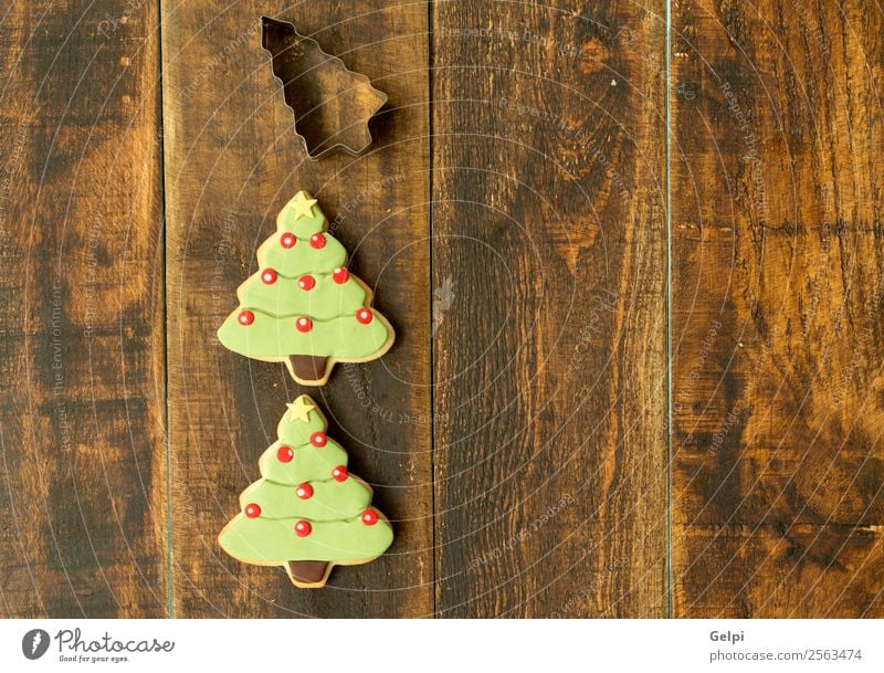 Leckere Weihnachtskekse Dessert Kräuter & Gewürze Winter Dekoration & Verzierung Tisch Feste & Feiern Weihnachten & Advent Baum Holz Ornament lecker braun