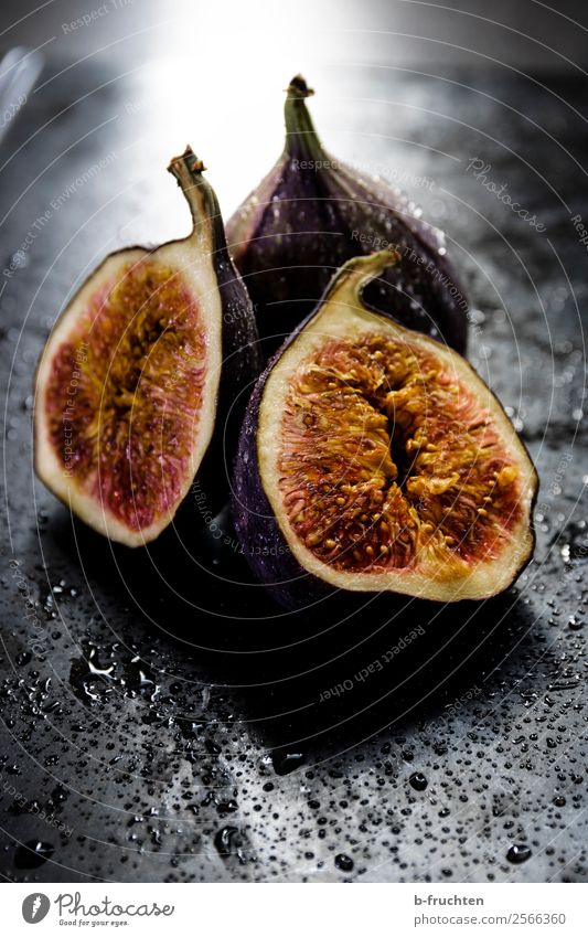 fresh figs - dark and moody Frucht Bioprodukte Vegetarische Ernährung Slowfood Gesunde Ernährung Stein Tropfen wählen Blick Aggression außergewöhnlich frisch