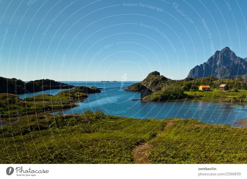 Vågakallen Polarmeer Europa Felsen Ferien & Urlaub & Reisen Fjord Himmel Himmel (Jenseits) Horizont Insel Landschaft maritim Meer Natur nordisch Norwegen