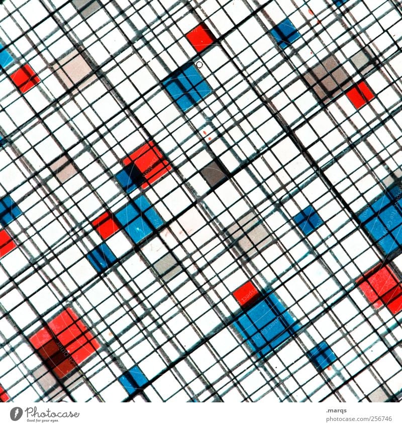 Netz Stil Design Linie außergewöhnlich Coolness hell trendy einzigartig blau rot weiß chaotisch Farbe Fortschritt Netzwerk Grafik u. Illustration
