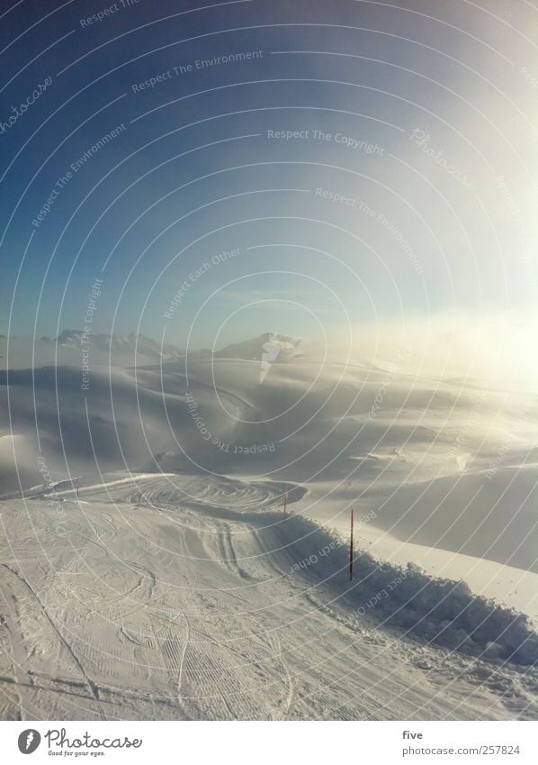 los gehts Freizeit & Hobby Sport Wintersport Skifahren Skier Skipiste Natur Landschaft Himmel Wolken Sonne Schönes Wetter Nebel Eis Frost Schnee Hügel Alpen