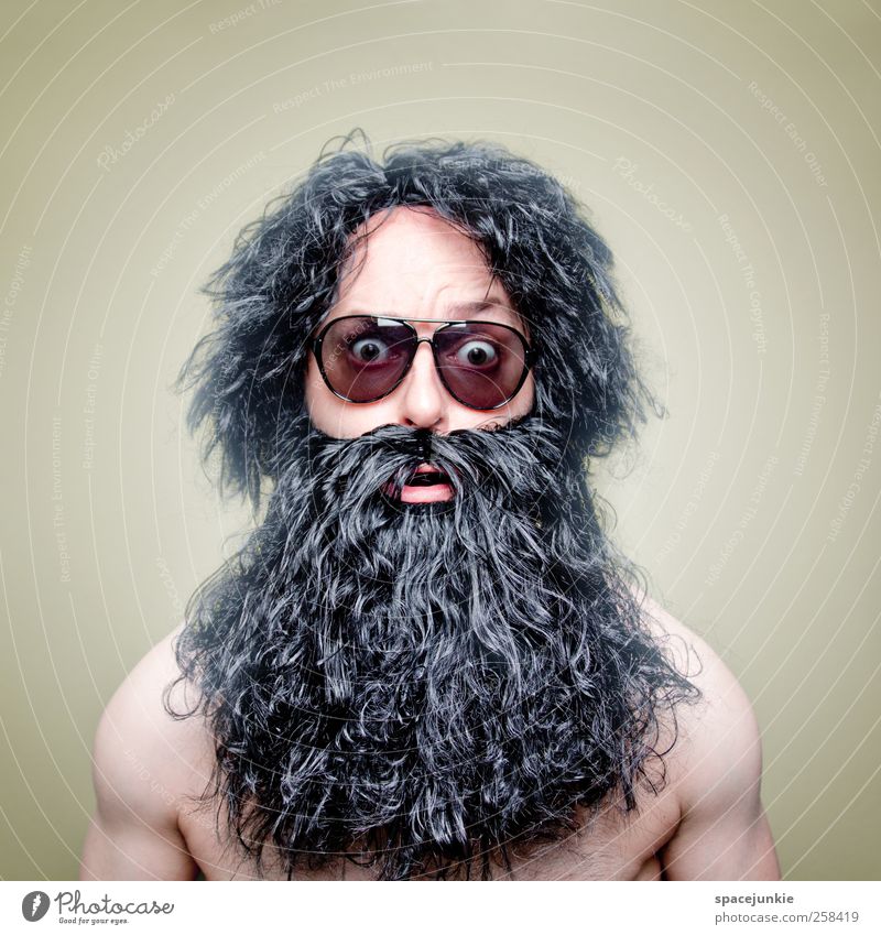 LSD Mensch maskulin Mann Erwachsene Auge Bart 1 30-45 Jahre Subkultur beobachten außergewöhnlich bedrohlich einzigartig trashig verrückt schwarz skurril Brille