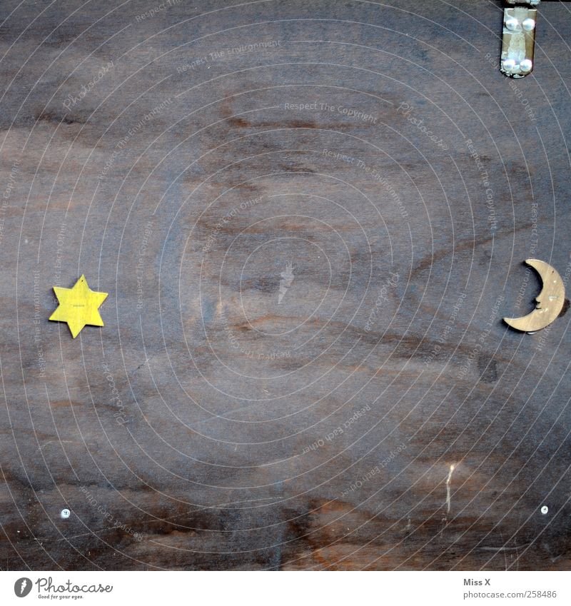Mond & Sterne Zeichen Zufriedenheit Halbmond Stern (Symbol) Holz Holzplatte Farbfoto Muster Strukturen & Formen Menschenleer Textfreiraum Mitte